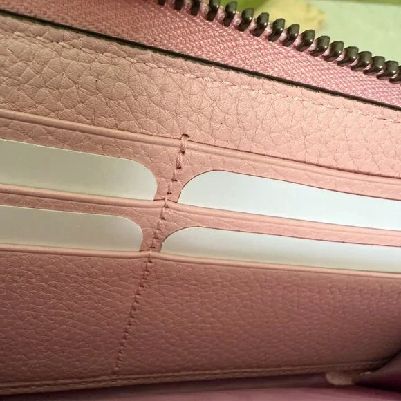 Gucci Bamboo GG Pink Leather Zip Around Long Wallet 739499 AABXM 5823